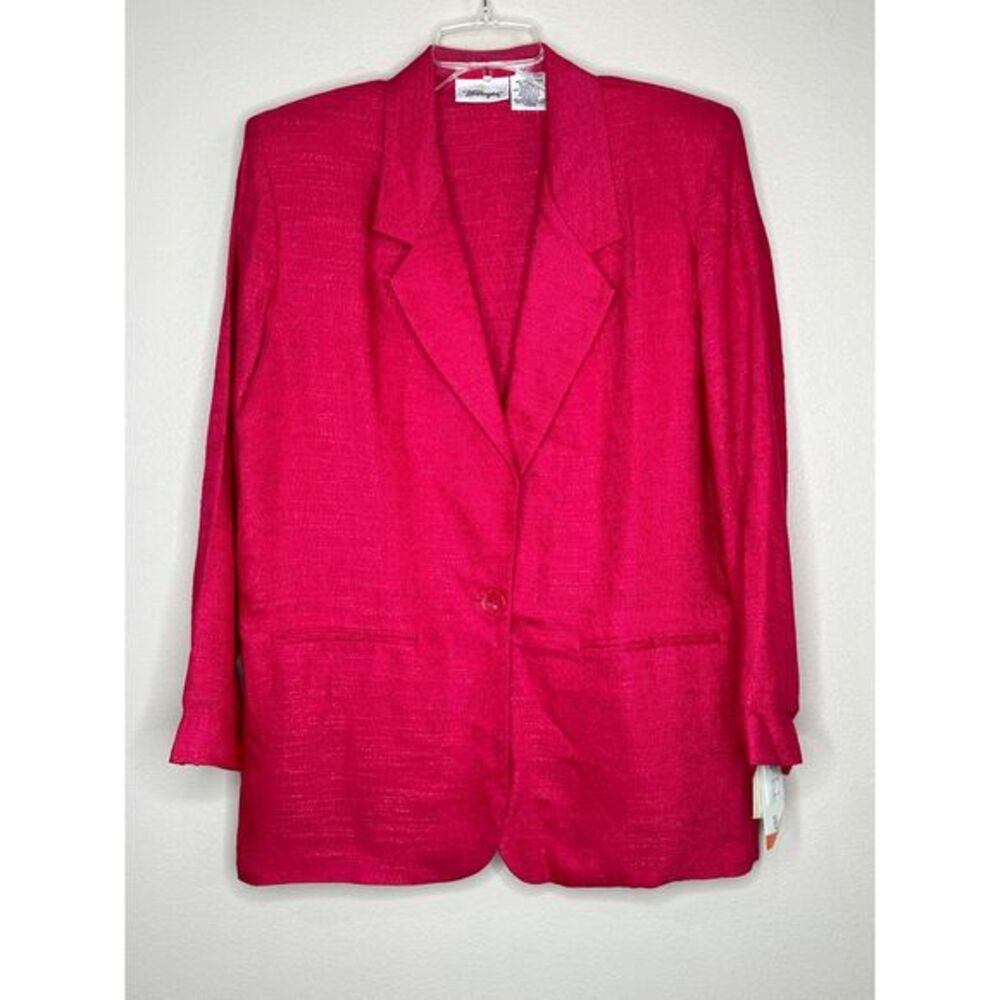 Vintage Worthington NWT Hot Pink Linen Blend Blazer Size 12 Office Preppy‎